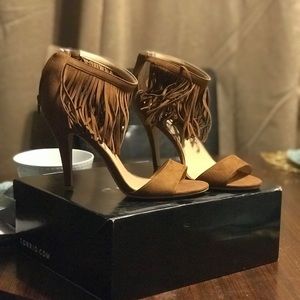 Faux Suede Fringe Sandals